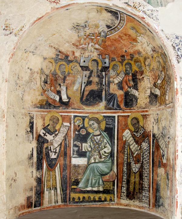 Visita guidata a Soleto, affresco della Sofia sulla parete Est della chiesetta di Santo Stefano
